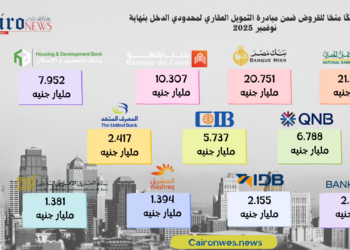 إنفوجراف.. أكبر 11 بنكًا منحًا للقروض ضمن مبادرة التمويل العقاري لمحدودي الدخل بنهاية نوفمبر