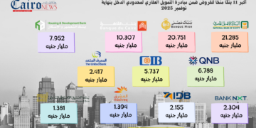 إنفوجراف.. أكبر 11 بنكًا منحًا للقروض ضمن مبادرة التمويل العقاري لمحدودي الدخل بنهاية نوفمبر
